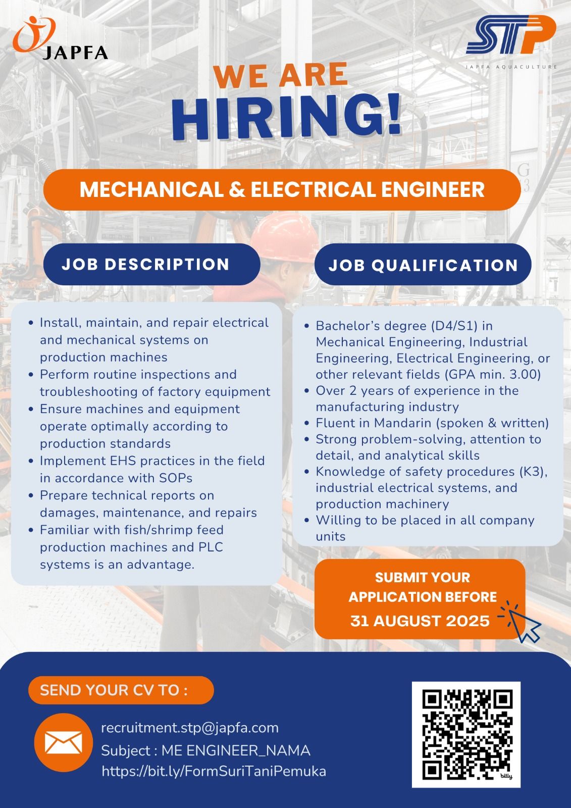 Loker Japfa Group: Mechanical & Electrical Engineer